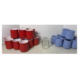 CERMER (16) RED, (10) BLUE TERRACOTTA JARS
