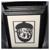 (4) ANIMAL SILHOUETTE 16 INCH X 13 INCH W/ TOTE