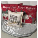 HOLIDAY PILLOWS & SMALL TREE SKIRT