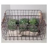 (2) WIRE BASKETS W/ CERAMIC ARTICHOKES