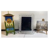 WATERFORD PICTURE FRAME, CLOCK, MINIATURE EASEL
