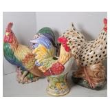 (3) LARGE PORCELAIN CHICKENS
