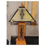 ARTS & CRAFTS HIS & HER STAINED GLASS STYLE LAMP