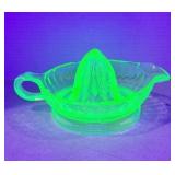 URANIUM GLASS JUICER W/ CHIPS