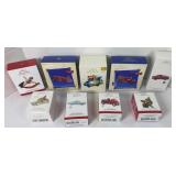 (10) HALLMARK ORNAMENTS FIRETRUCKS, PLANE, MORE