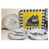 LARGE CAT TRAY, FISH PLATES, BICYCLE PLATE