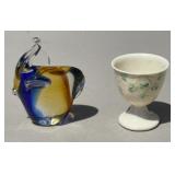 BELLEEK IRISH CHINA CUP & ELEPHANT PAPERWEIGHT
