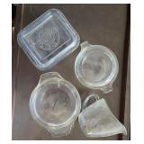 VINTAGE GLASS BAKING WARE & PITCHER