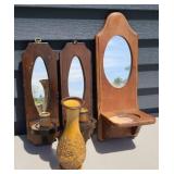 GERMANY WOODEN VASE & SCONCES