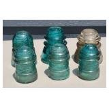(6) GLASS INSULATORS
