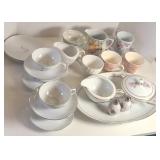 CHINA CUPS & SAUCERS & SERVING DISHES