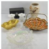 CANDY DISHES, VASE & CANDLE HOLDERS