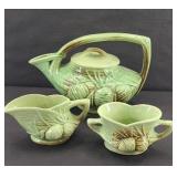 McCOY TEAPOT, CREAMER & SUGAR BOWL