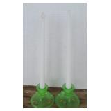 GREEN SATIN CANDLESTICK HOLDERS (ALT LOC)