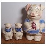 PIG TWO FACE COOKIE JAR & SHAKERS