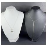 (2) STERLING SILVER NECKLACES, CROSS