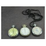 (3) STOP WATCHES: (2) MISSING GLASS CRYSTAL