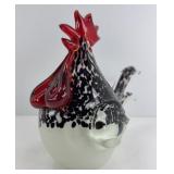 ART GLASS ROOSTER OVERSIZED PAPERWEIGHT