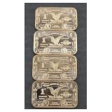 (4) 1 OUNCE COPPER BARS