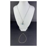 STERLING SILVER PENDANT NECKLACE & BRACELET