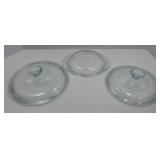 (3) GLASS LIDS, PYREX
