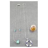 (2) STERLING SILVER NECKLACES & RING