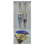 (2) PAPER PARASOLS & FANS