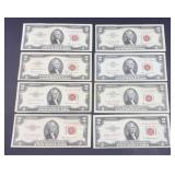 (8) $2 RED SEAL BILLS