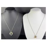 (2) STERLING SILVER NECKLACES, HEART & BIRTHSTONE