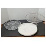 CAKE STAND & (2) SERVING PANS