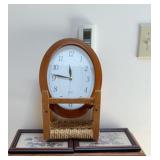 FLORAL DECOR, CLOCK & SMALL BENCH