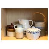 POTTERY, PITCHER & DISHES