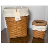 (2) LONGABERGER SMALL WASTE CAN & TISSUE BASKET