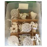WHITE GLITTERY LARGE CHRISTMAS ORNAMENTS