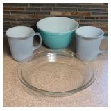 PYREX SMALL MIXING BOWL, CUPS & PIE PLATE