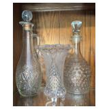 (2) CRYSTAL DECANTERS & LAMP