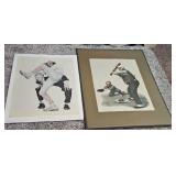 (2) NORMAN ROCKWELL BASEBALL PRINTS