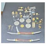 CUFFLINKS, POCKET KNIVES, & CASINO TOKENS