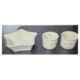 LONGABERGER STAR DISH & (2) SMALL CROCKS
