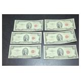 (6)  2 DOLLAR BILLS UNCIRCULATED