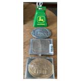 (3) JOHN DEERE BELT BUCKLES & BELL