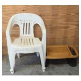 (2) STACKING LAWN CHAIRS & LAP TRAY