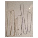 (6) SILVER TONE & GOLD TONE NECKLACES