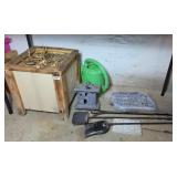WOOD PLANTER, YARD DECOR, & FIREPLACE SET