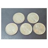 (5) SILVER PEACE DOLLARS