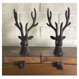 (2) CAST IRON REINDEER STOCKING HOLDERS