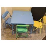 CHILDS CARD TABLE & (3) CHAIRS