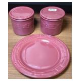 LONGABERGER WOVEN TRADITIONS CROCKS & PLATE