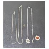 (4) STERLING SILVER NECKLACES