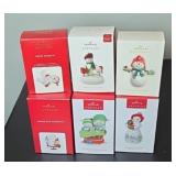 (6) HALLMARK SNOWMAN ORNAMENTS